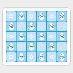 Winter checkered pattern snowflakes and snowman Sticker